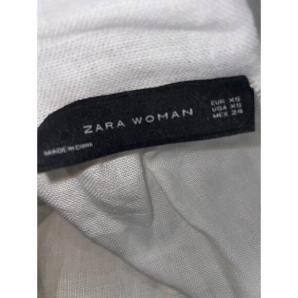 Zara Woman White Linen Duster Trench Coat size XS Oversized Lagenlook Minimalist - Picture 9 of 11